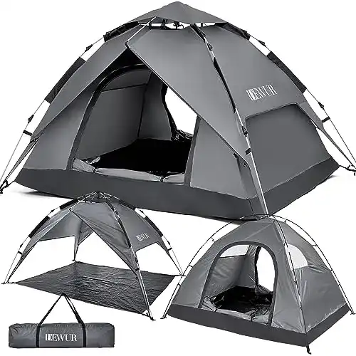 DEWUR Camping Pop Up Zelt für 4 Personen – Wasserdicht und vielseitig