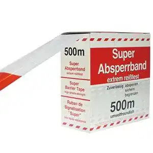 Absperrband rot-weiß im Karton 80 x 500 mm für Sicherheitsanwendungen