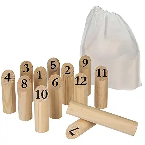 Mölkky Betoys nordisches Holzkielspiel für 2 bis 4 Spieler