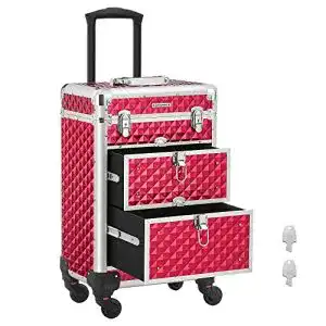 Schminkkoffer SONGMICS Kosmetikkoffer mit Trolley-Funktion