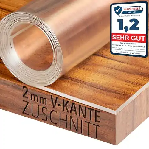 Tischfolie DecoHomeTextil transparente Folie 2mm abgeschrägt