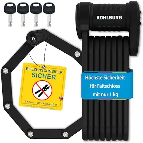 Kohlburg Fahrrad Faltschloss für Fahrräder und E-Bikes