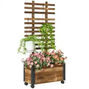 Hochbeet auf Rollen mit Rankgitter von Outsunny