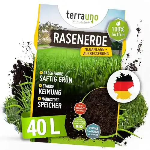 Rasenerde Terrauno mit Sand, 40 Liter für Rasenpflege und Bodenausbesserung