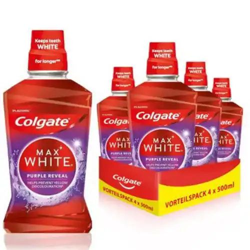 Colgate Max White Purple Reveal Mundspülung 4x500ml ohne Alkohol