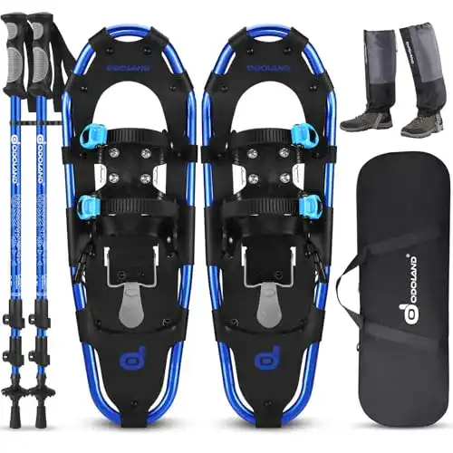 Odoland Schneeschuhe mit Steighilfe Allround 4 in 1 Set