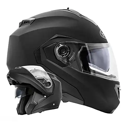 Klapphelm ATO Moto Montreal Schwarz matt Motorradhelm mit Doppelvisier