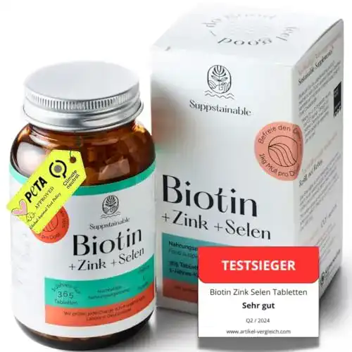 Biotin 365 Tabletten mit Zink und Selen, PETA-zertifiziert und vegan