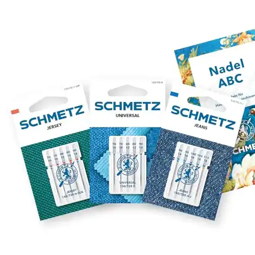 Nähmaschinennadel Schmetz Starter Set mit 15 Universal-, Jersey- und Jeans-Nadeln