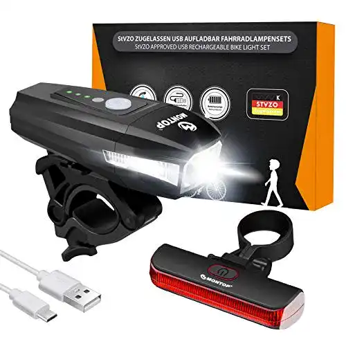 Fahrradbeleuchtung MONTOP StVZO zugelassenes Fahrradlicht Set