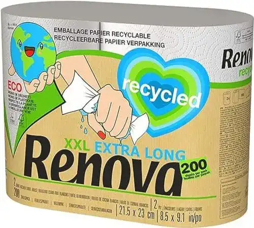 Küchenrolle Renova Recycled XXL Papiertuch, 2 Rollen, Weiß