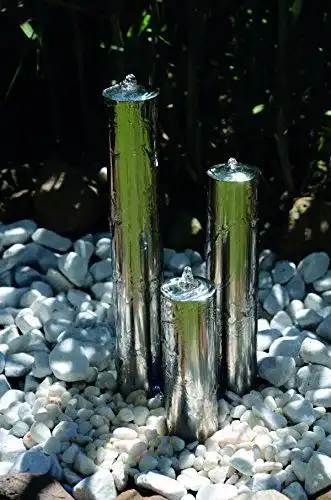 Springbrunnen Garten Köhko 77 cm Edelstahl mit LED-Beleuchtung