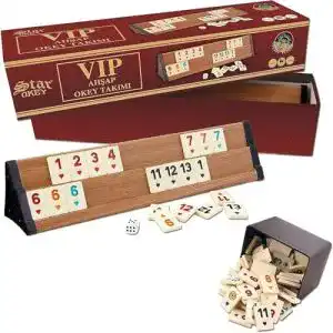 Rummy Star Premium VIP Okey Holzspielset mit Melaminsteinen