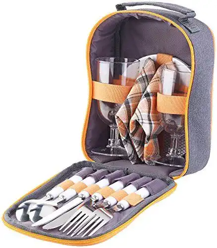 Picknickrucksack Pearl: Komplettset für 2 Personen mit Geschirr und Zubehör