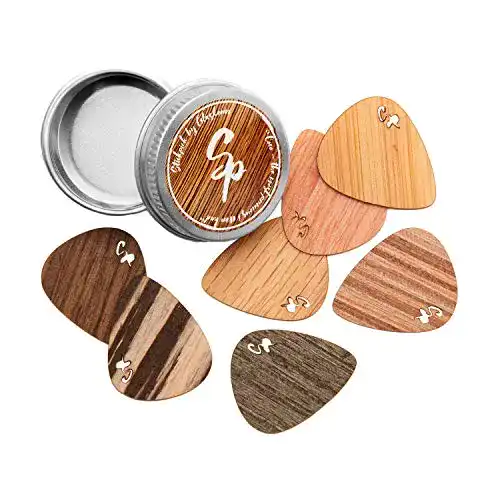 Gitarrenplektrum Set aus Holz mit 7 flexiblen Plektren