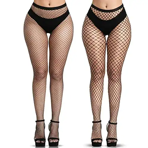 Netzstrumpfhose Yogingo 2 Stück Schwarz, Fischnetzstrümpfe für Damen