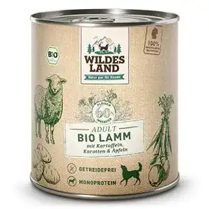 Bio Nassfutter für Hunde von Wildes Land mit Lamm – 6 x 800 g