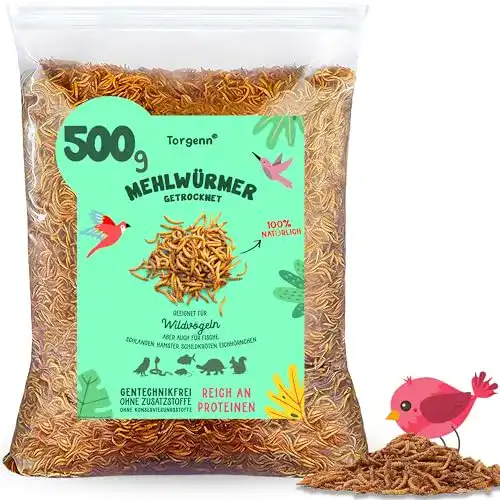 Vogelfutter Torgenn – Getrocknete Mehlwürmer 500g für Wildvögel und Tiere