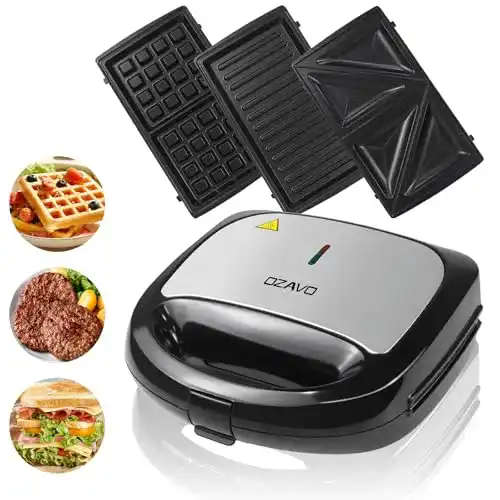Sandwichmaker OZAVO 3 in 1 für Waffeln und Paninitoasts