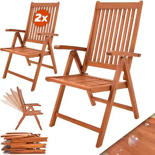 Casaria Gartenstuhl Hochlehner Vanamo 2er Set aus Holz