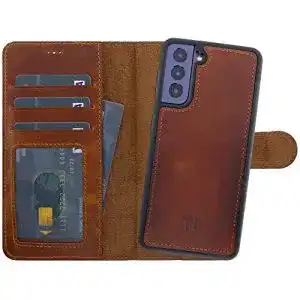 Samsung Galaxy S21 Hülle Burkley 2-in-1 Leder Handytasche