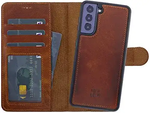 Samsung Galaxy S21 Hülle Burkley 2-in-1 Leder Handytasche