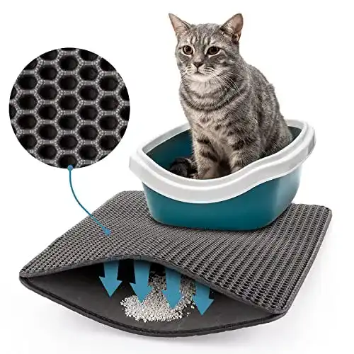 Katzenstreu-Matte von PetTec Rutschfeste Katzenklo-Unterlage in Grau