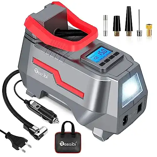 Reesibi Elektrische Luftpumpe für Autoreifen und Fahrräder 12V
