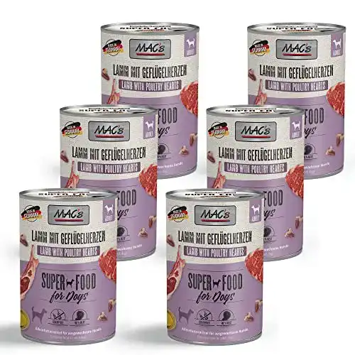 Mac’s Hundefutter Lamm und Geflügelherzen mit Reis 6 x 400g
