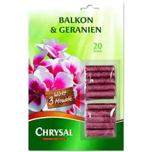 Geraniendünger von Chrysal für Balkonpflanzen und Geranien
