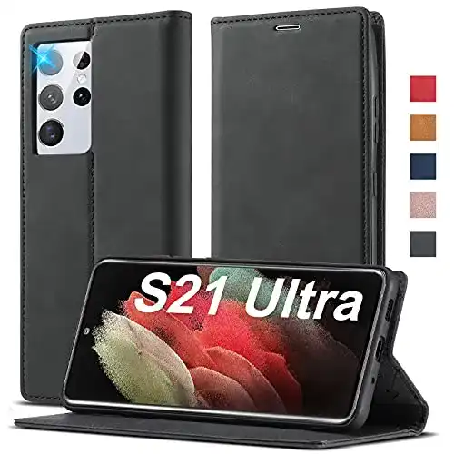 Ailicici Handyhülle für Samsung Galaxy S21 Ultra mit Standfunktion und Kartenfach