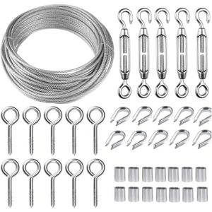 Seilspanngarnitur Tootaci 30m Drahtseil 2mm Stahlseil mit M5 Seilspanner