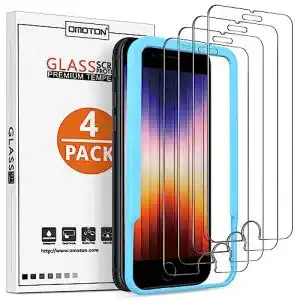 iPhone SE Panzerglas OMOTON 4 Stück Schutzfolie für iPhone SE 2022/2020