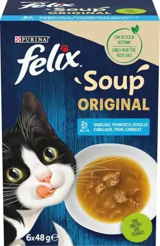 Felix Katzennassfutter Soup mit Kabeljau, Thunfisch und Scholle, 8er Pack