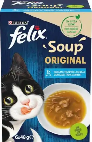 Felix Katzennassfutter Soup mit Kabeljau, Thunfisch und Scholle, 8er Pack