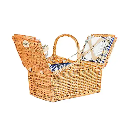 Picknickkorb Zolta für 4 Personen mit Deckel und Picknickgeschirr