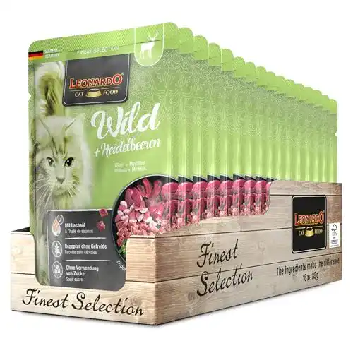 Leonardo Nassfutter Frischebeutel 16x85g Wild für Katzen