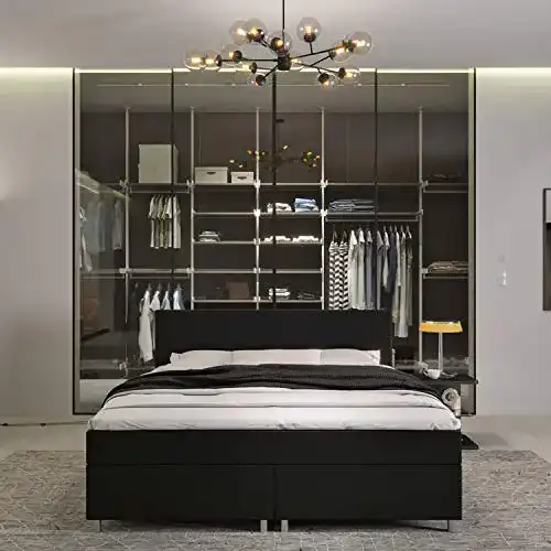 Boxspringbett Innocent P4 160×200 cm in Schwarz Kunstleder