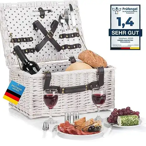 Picknickkorb Goods+Gadgets Weidenkorb mit Geschirr und Besteck