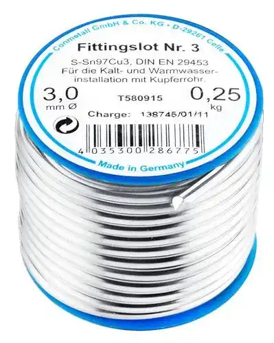 Cornat T580915 Weichlötzinn 250 g, 97% Reinheit, Silber