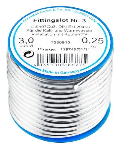 Cornat T580915 Weichlötzinn 250 g, 97% Reinheit, Silber