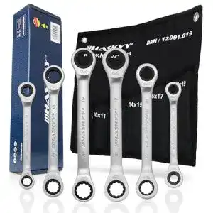Haskyy Ringschlüssel Set 6tlg. Doppel-Ring-Ratschenschlüssel 8-19mm