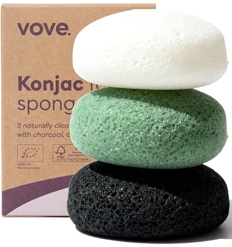 Konjac-Schwamm Vove Bio-Konjac-Gesichtsschwämme 3er-Pack
