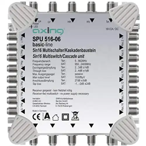 Multischalter 5×16 Axing SPU 516-06 für Satelliten- und Terrestrik-Signale