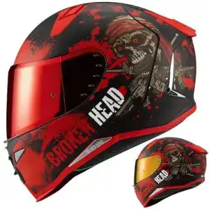 Motorradhelm Broken Head Jack S. V2 Pro Rot mit Doppelvisieren