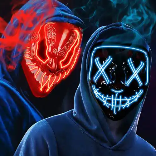 LED Halloween Maske Ouila im 2er Pack mit 3 Lichtmodi