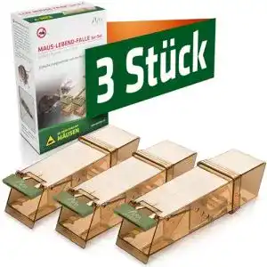 Mausefalle Gardigo lebend 3er Set für tierfreundliches Fangen von Mäusen