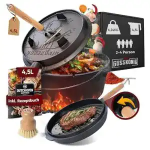 GUSSKÖNIG Dutch Oven Set – Eingebrannter Emaille-Topf