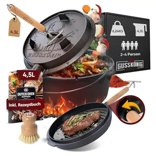GUSSKÖNIG Dutch Oven Set – Eingebrannter Emaille-Topf