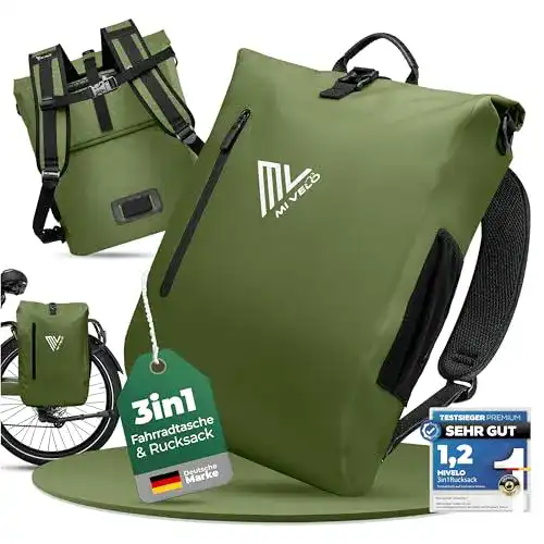 Mivelo 3-in-1 Fahrradtasche, Rucksack und Gepäckträgertasche